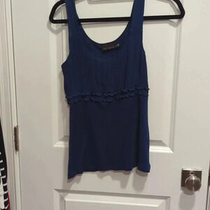 The Limited blue navy pleated tank